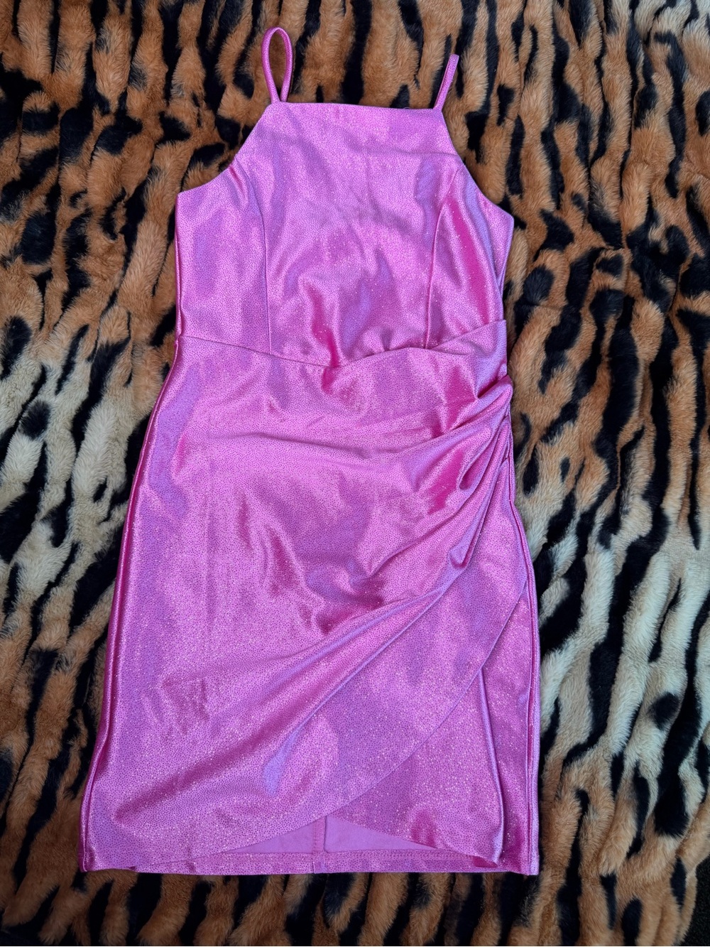 Pink Glitter Spaghetti Strap Dress 8
